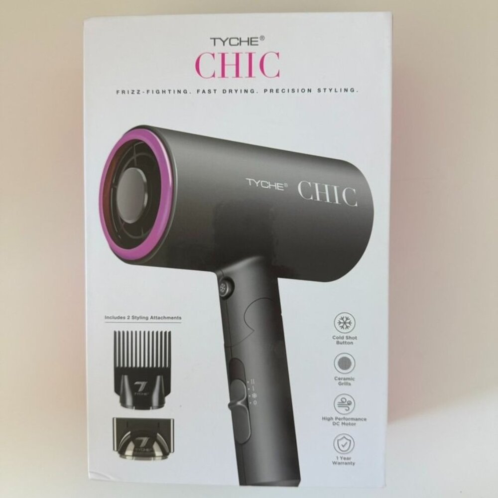 Tyche Chic Hair Blow Dryer - Gray & Pink *NEW*  Frizz Fighting Technology